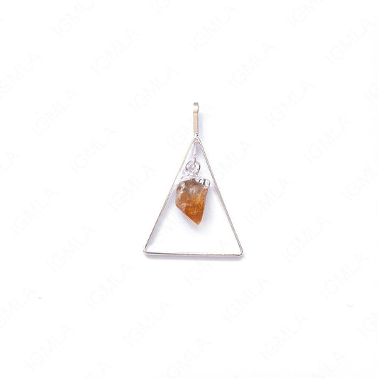 Metal Triangle Pendants With Citrine Point