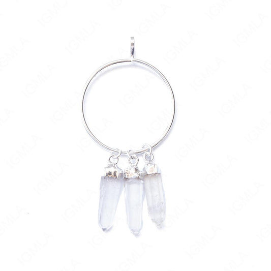 Metal Triangle Pendants With 3 Balanced Quartz Point