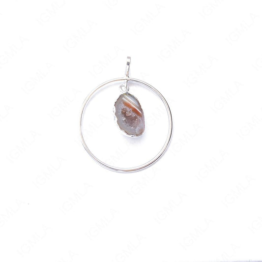 Metal Ring Pendants With Quartz Half Geode
