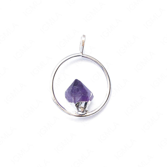 Metal Ring Pendants With Amethyst Fixed Point