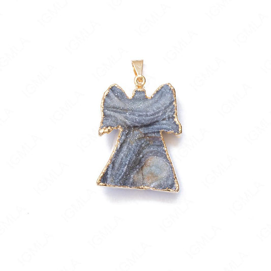 Natural Agate Druzy Angel Pendants