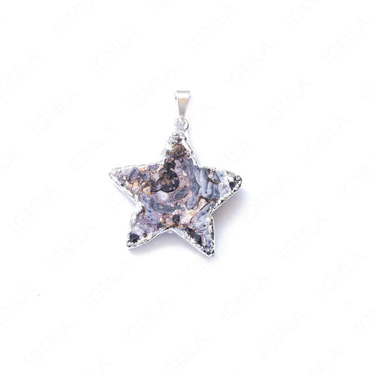 Natural Agate Druzy Star Pendants