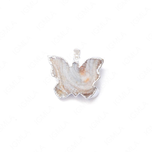 Agate Druzy Butterfly Plated Pendants