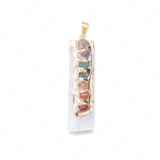 With Selenite Stick Chakras Pendants