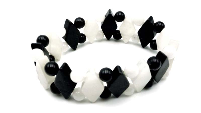 Black Jasper / White Quartz Bracelets