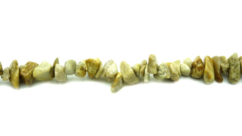 36 inch Fossil Coral Chip Beads
