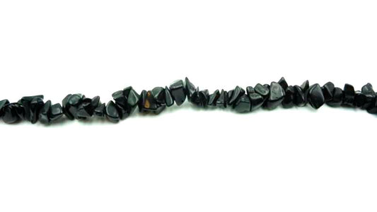 36 inch Black Stone Chip Beads