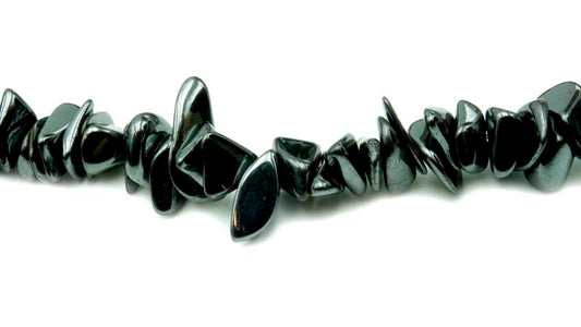 36 inch Chip Hematite Beads