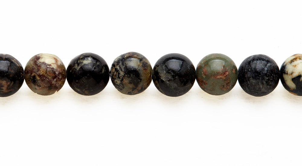16 inch 10 M.M. Flower Bamboo Jasper Round Beads