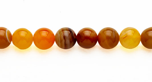 16 inch 10 M.M. Banded Yellow Agate Round Beads