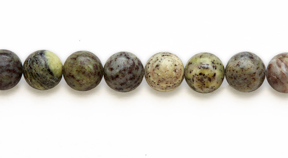 16 inch 10 M.M. Green Feldspar Jasper Round Beads