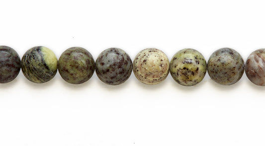 16 inch 10 M.M. Green Feldspar Jasper Round Beads