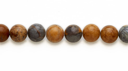 16 inch 10 M.M. Yellow Picasso Stone Round Beads