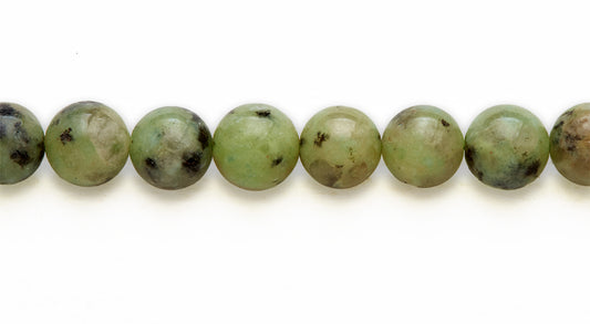 16 inch 10 M.M. Green Kiwi Stone Round Beads