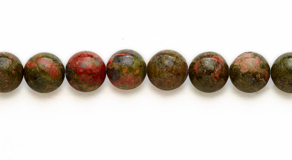 16 inch 10 M.M. Unakite Round Beads