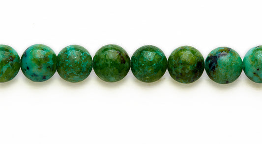 16 inch 10 M.M. Green Moss Jasper (D) Round Beads