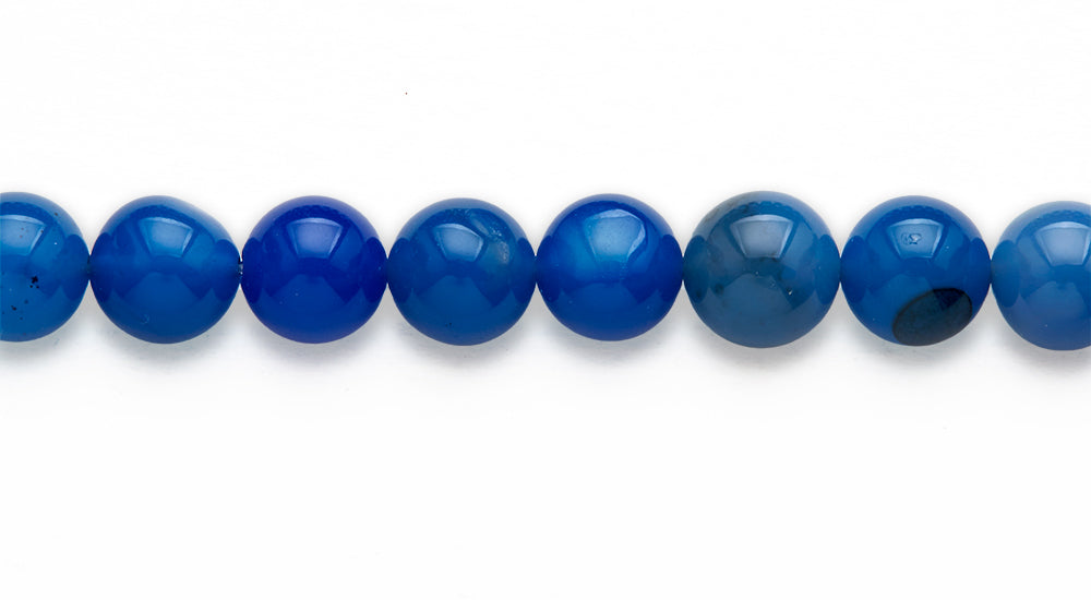 16 inch 10 M.M. Blue Agate Round Beads