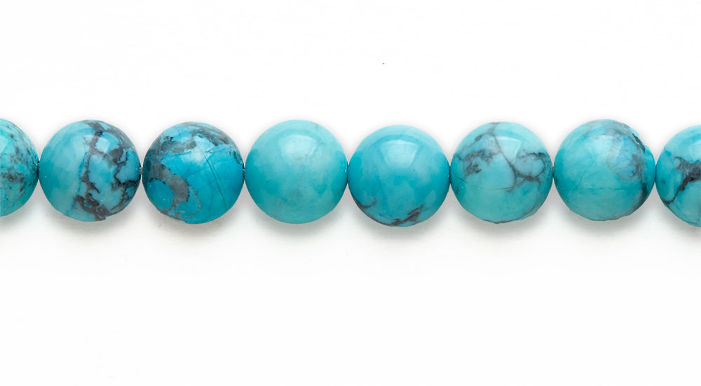 16 inch 10 M.M. Dyed Blue Howlite Round Beads