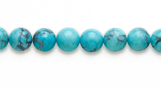 16 inch 10 M.M. Dyed Blue Howlite Round Beads