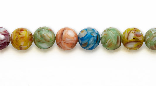 16 inch 10 M.M. Mulit Color Mosiac Shell Round Beads