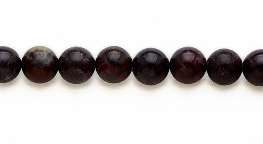 16 inch 10 M.M. Chinese Blood Stone Round Beads