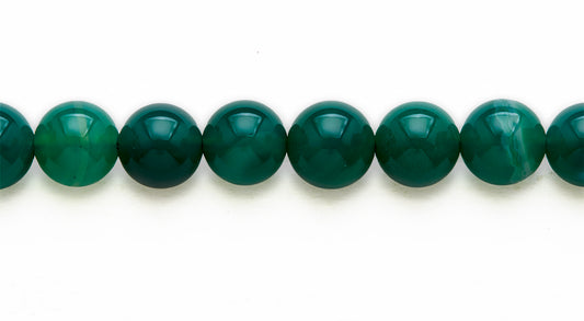 16 inch 10 M.M. Green Banded Agate Round Beads