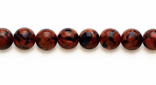 16 inch 10 M.M. Brown Black Gold stone Round Beads