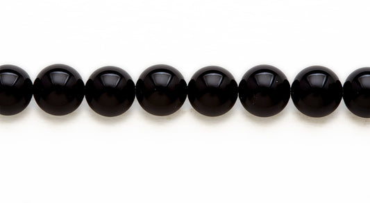 16 inch 10 M.M. Black Agate Round Beads