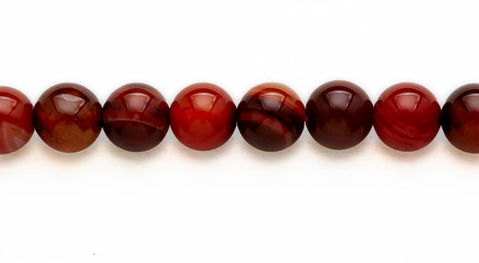 16 inch 10 M.M. Brown Banded Agate Round Beads