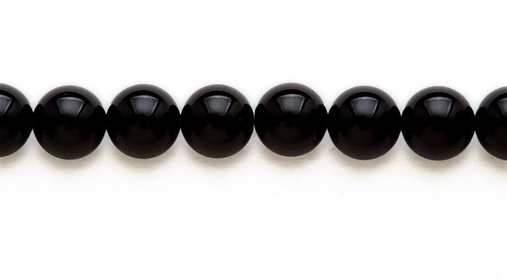 16 inch 10 M.M. Black Agate Round Beads