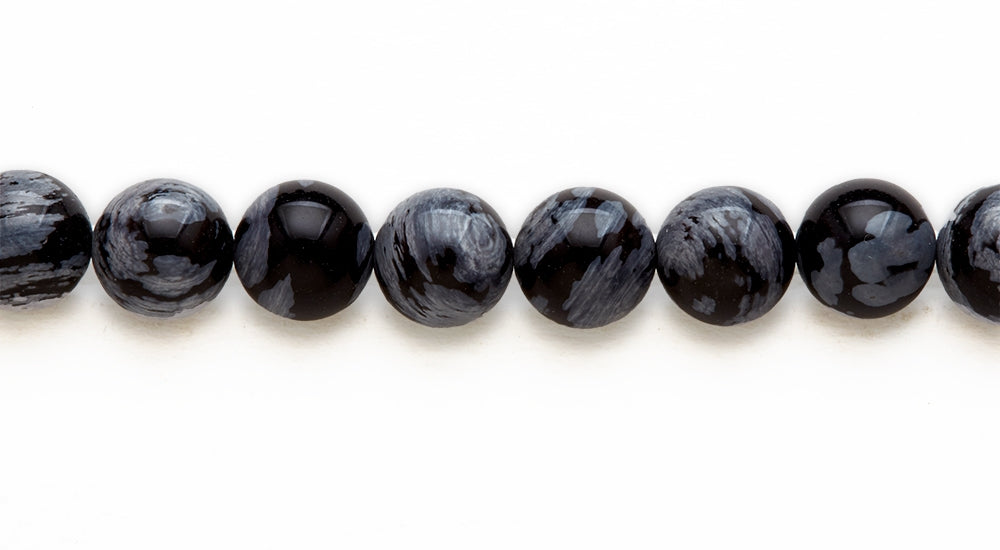 16 inch 10 M.M. Snow Flake Obsidian Round Beads