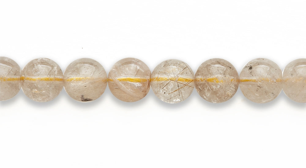 16 inch 10 M.M. Rutilated Quartz Round Beads
