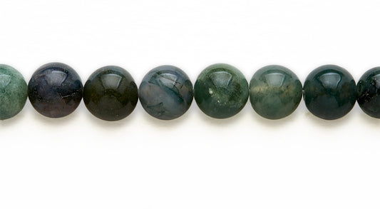 16 inch 10 M.M. Moss Agate Round Beads