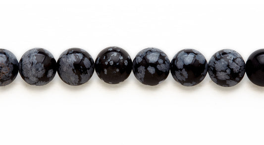 16 inch 10 M.M. Snow Flake Obsidian Round Beads