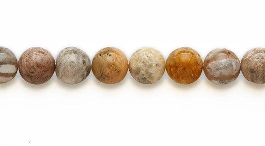 16 inch 10 M.M. Fossil Stone Round Beads