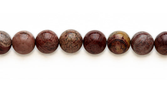 16 inch 14 M.M. Red Picuture Jasper Round Beads