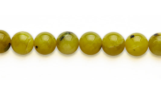 16 inch 14 M.M. Olive Jade Round Beads