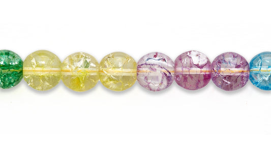 16 inch 14 M.M. Cracked Crystal Glass Round Beads