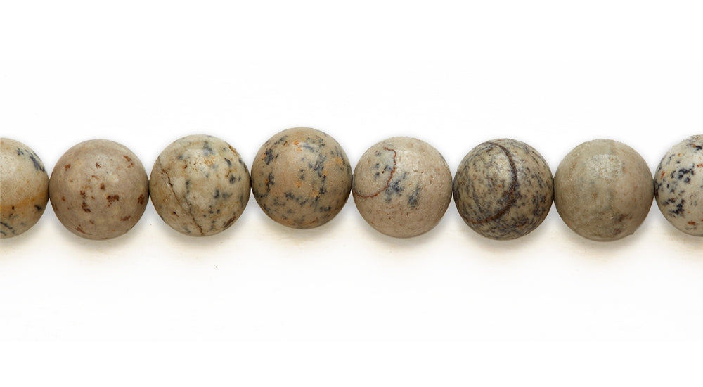 16 inch 14 M.M. Denderite Jasper Round Beads