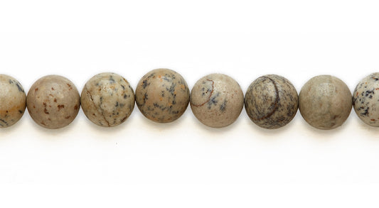 16 inch 14 M.M. Denderite Jasper Round Beads