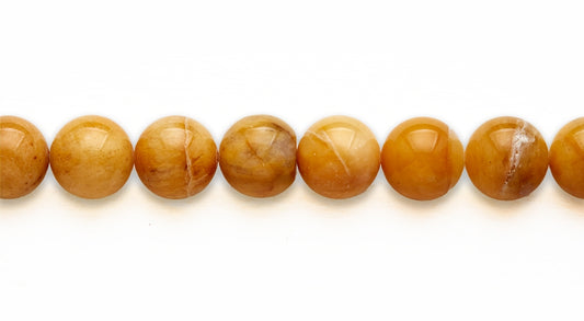 16 inch 14 M.M. Yellow Jade Round Beads