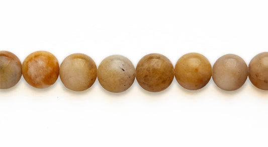 16 inch 14 M.M. Yellow Jade Round Beads