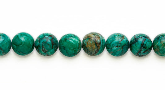 16 inch 14 M.M. Green Dyed Stone Round Beads