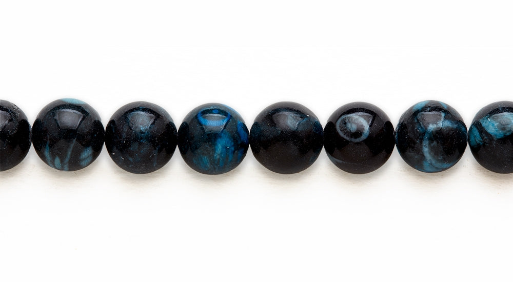 16 inch 14 M.M. Blue Bull Eye Jasper (D) Round Beads