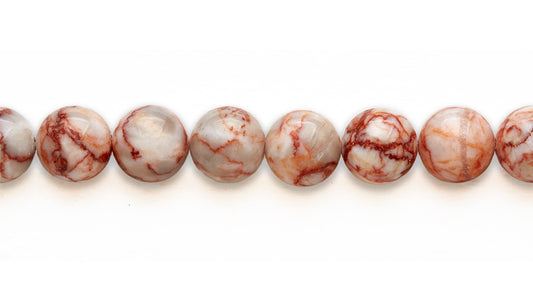 16 inch 14 M.M. Pink Web Jasper Round Beads