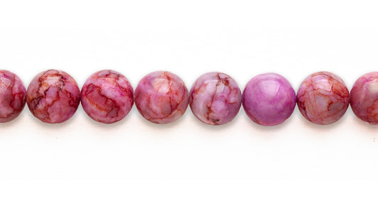 16 inch 14 M.M. Pink Matrix Stone Round Beads