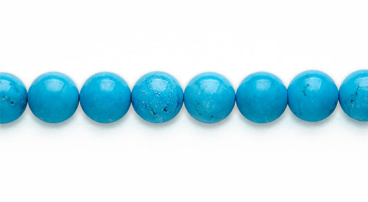 16 inch 14 M.M. Magnesite Blue Round Beads