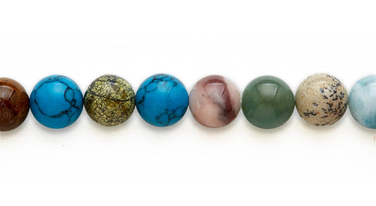 16 inch 14 M.M. Multi Stone Round Beads
