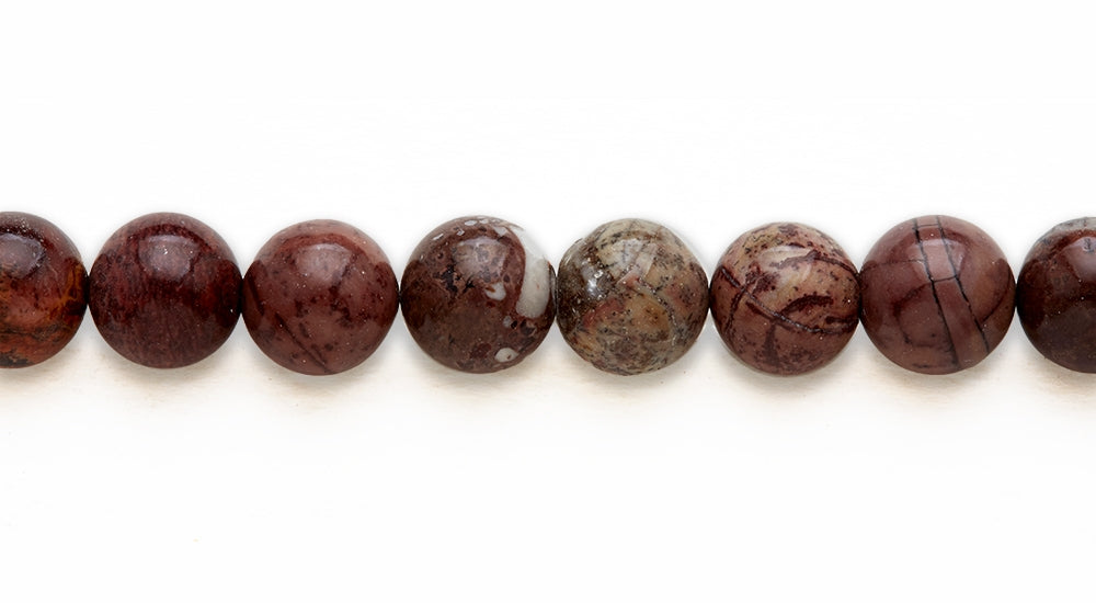 16 inch 14 M.M. Red Picture Jasper Round Beads