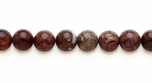 16 inch 14 M.M. Red Picture Jasper Round Beads